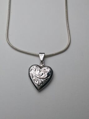 Sterling Silver Necklace And Heart Locket Pendant